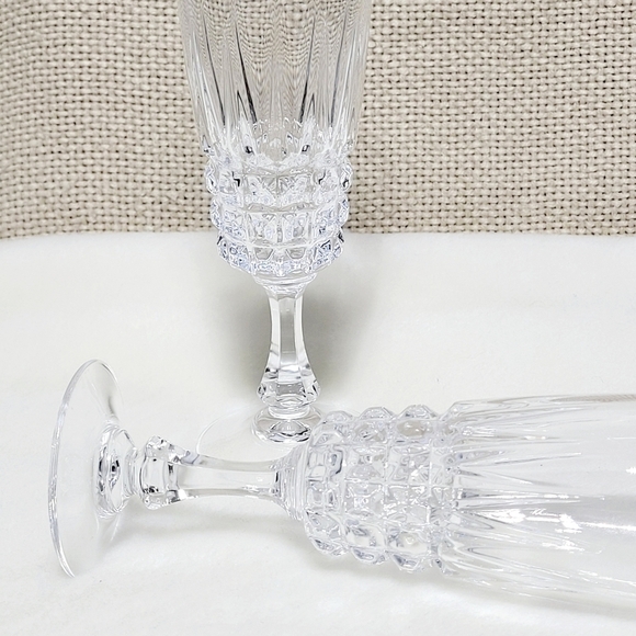 Crystal Champagne Flutes Pampadour by Cristal D'Arques-Durand set of 2 France - Picture 3 of 5
